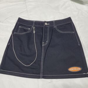 Airwalk Black Mini Skirt with White Topstitching and Orange Logo